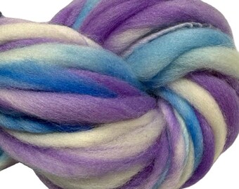 Super Bulky Handspun Yarn Blue Violet 48 yards thick thin white purple royal blue hand dyed merino weaving knitting crochet weaving