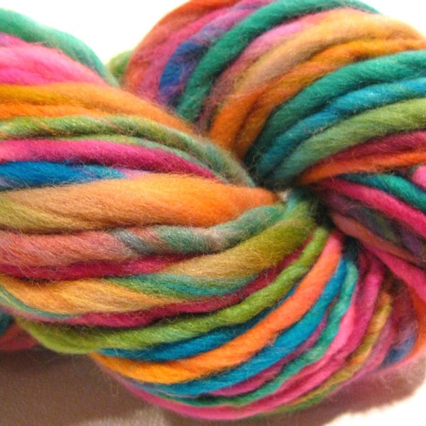 thick and thin bulky handspun yarn Desert Bloom 60 yards, merino wool yarn knitting supplies crochet supplies waldorf doll hair