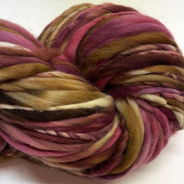 Super Bulky Handspun Yarn Black Cherry Truffle 30 yards burgundy brown rose maroon merino wool weaving knitting supplies crochet supplies