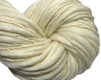 Super Bulky Handspun Yarn Fleece As White As Snow 120 yards natural undyed ecru thick thin merino weaving knitting crochet weaving