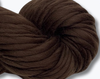Super Bulky Handspun Yarn Solid Brown 146 yards medium brown merino wool weaving chunky soft knitting crochet weaving supplies