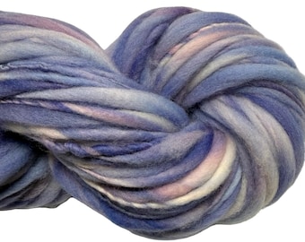 Super Bulky Handspun Yarn Periwinkle 92 yards thick thin blue purple hand dyed merino weaving knitting crochet weaving