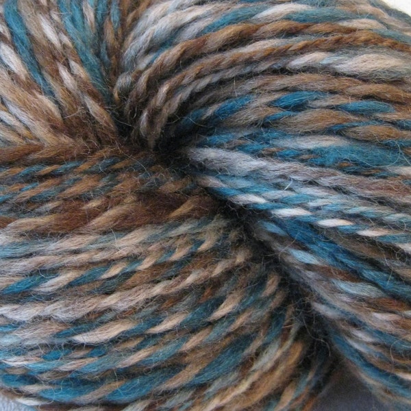 Beach Combing handspun yarn, 232 yards worsted weight, hand dyed BFL swirl wool top