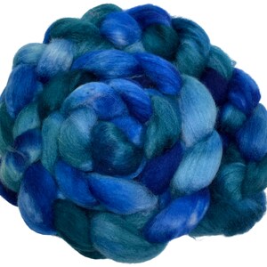 Hand Dyed BFL wool top Rockaway Beach 5.77 oz blue teal blue faced leicester BFL roving spinning fiber felting fiber l Bild 1