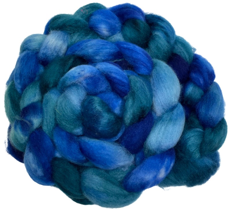 Hand Dyed BFL wool top Rockaway Beach 5.77 oz blue teal blue faced leicester BFL roving spinning fiber felting fiber l Bild 1