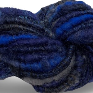 Super Bulky Handspun Yarn Blackened Blue 50 yards black gray grey corespun art yarn sparkle firestar merino wool weaving knitting crochet image 7