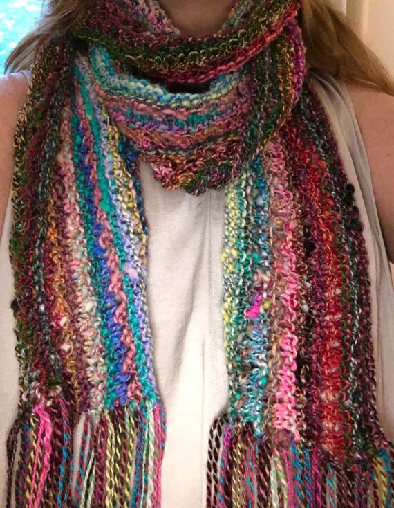 Waste Not Want Not Knit Scarf Pattern Handspun Yarn Art Yarn - Etsy