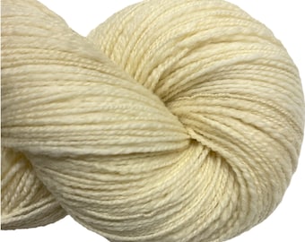 Handspun yarn Natural Ecru 480 yards  2 ply natural undyed BFL and Falkland wool knitting weaving  crochet