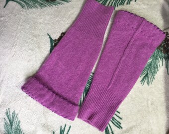 Purple 100% Cashmere Hand, Arm Warmers, Fingerless Mittens