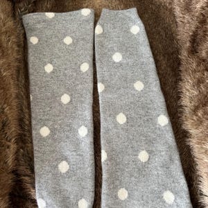 Light Gray with White Dots Pure Cashmere Arm/Leg Warmers