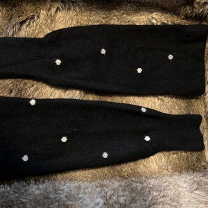 Black with White Polka Dots Pure Cashmere Arm/Leg Warmers