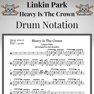 Heavy Is The Crown – Drum Sheet (Educational PDF Inspired by Linkin Park) – Drum Notation / Lesson