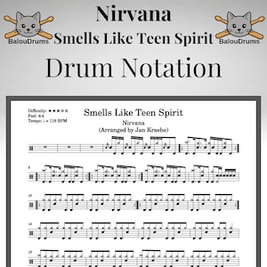 Smells Like Teen Spirit – Drum Sheet (Educational PDF Inspired by Nirvana) – Drum Notation / Lesson