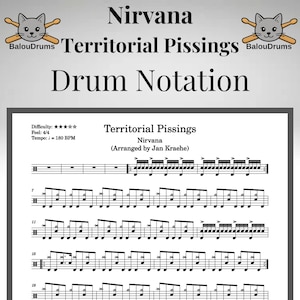 Territorial Pissings – Drum Sheet (Educational PDF Inspired by Nirvana) – Drum Notation / Lesson