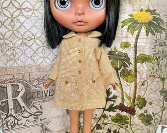 Blythe doll clothes yellow linen coat