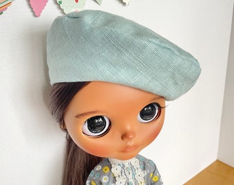 Blythe doll sea blue linen beret/hat