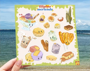 Cute Filipino “Merienda” Sticker Sheet for Journals, Planners, Scrapbook, and Postcards - series 004©