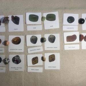Coleção de rochas minerais 3 partes Montessori Cards and Gems Language Reading Science Word Work Reggio Waldorf