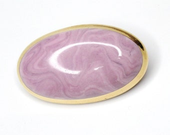 Vintage 1970s Pink or Lavender Marbled, Ceramic Channel Island Jewelry Brooch