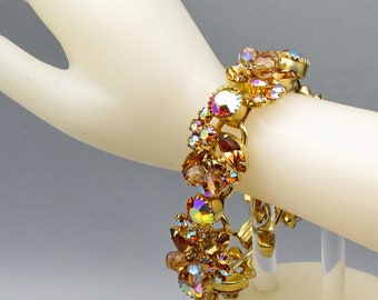 Juliana Topaz Rhinestone Cluster Bracelet, Book Piece, Vintage 60s Delizza and  Elster