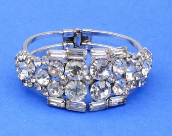 D E Juliana Rhinestone Clamper Bracelet, Confirmed & Verified, Vintage 1960 Rare Find. 1 of 2