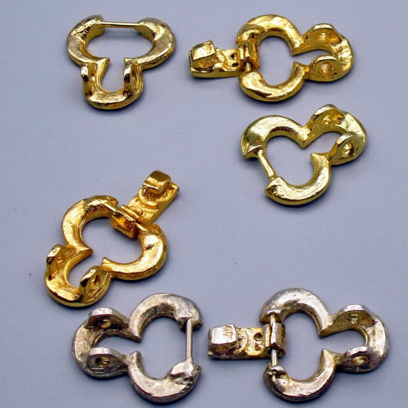 Vintage New Red Old Stock Rhinestone Sweater Clasps Blue Buckles Green
