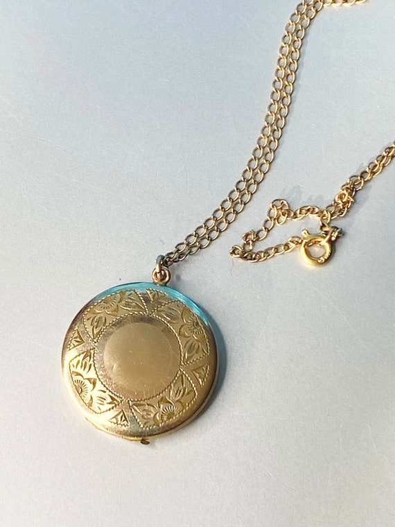 Gold Filled Etched Floral Locket, 1 20 12ktGF M.B.