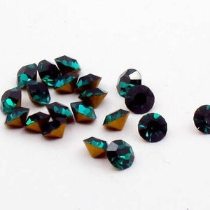 20ss Swarovski Rhinestones, 4.8mm , Emerald Green, Gold Pointed Backs, (20)