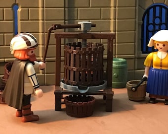 Weinpresse, Krippe, mittelalterliche Weihnachten, 3D-Druck-Szenario-Dioramen – Playmobil-Figuren und Zubehör nicht im Lieferumfang enthalten