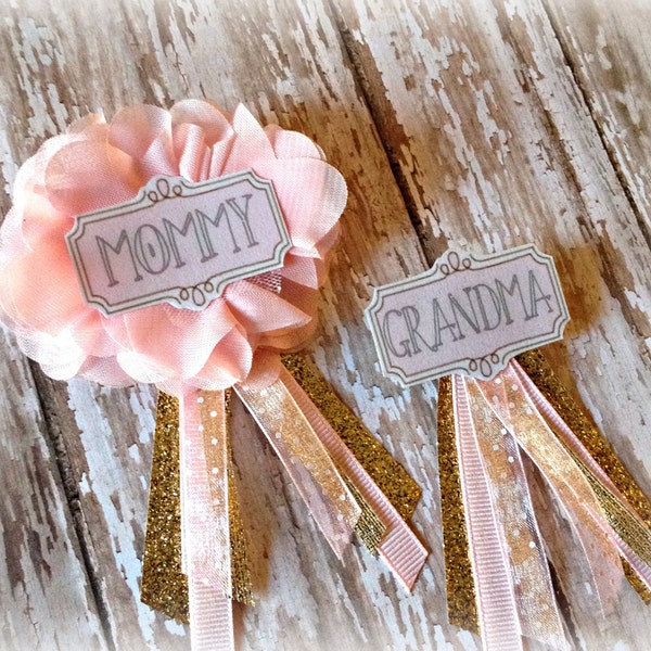 Pink & Gold Shower Badge