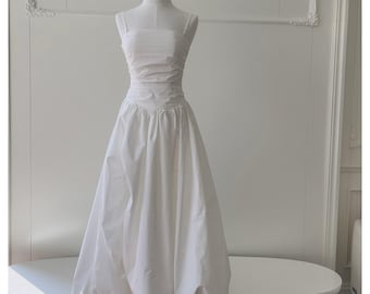 Witte galajurk: lange bruidsmeisjesjurk, elegante afstudeerjurk, cocktailpartyjurk