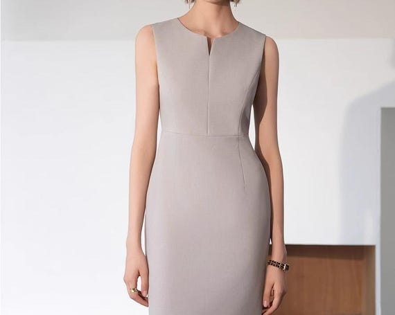 Grey Dress and Suit Set: Custom Made Grey Elegant Classic Two Pieces Set, Women's Suit Sizes Petite to Plus, Chic Formal Dress and Jacket