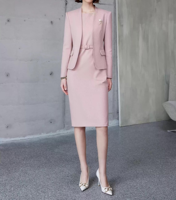 open lace back dress Fuchsia Pink Dress and Jacket Co-Ord Set