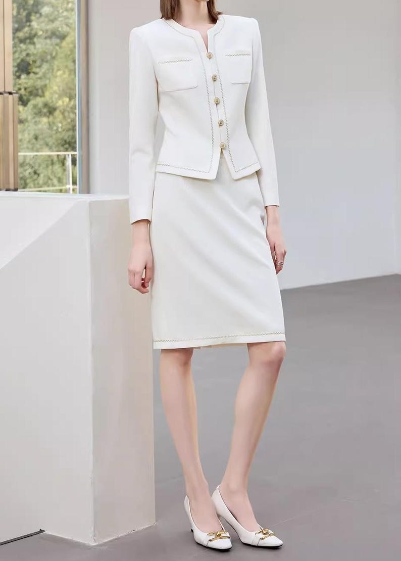 White Skirt And Suit Set Custom Made Elegant Classic Two Pieces Set white-skirt-and-suit-set-custom-made-elegant-classic-two-pieces-set
