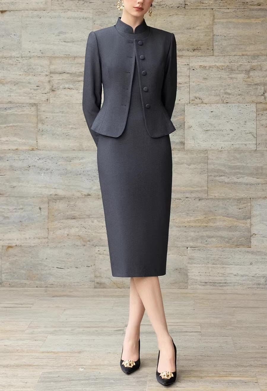 sachin and babi light blue dress Luxury Women Double Breasted Belt Stretch Knee Blazer Dress  TellMe  Nigeria