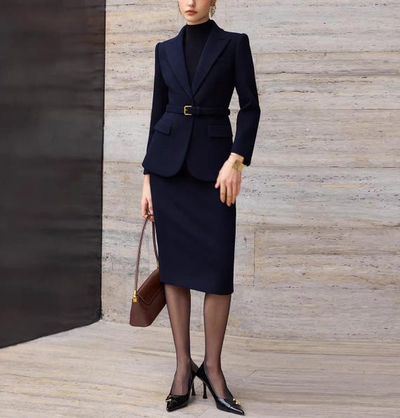 womens navy blue dress jacket Executive Apparel Ultralux Women's Navy Blue Blazer Jacket