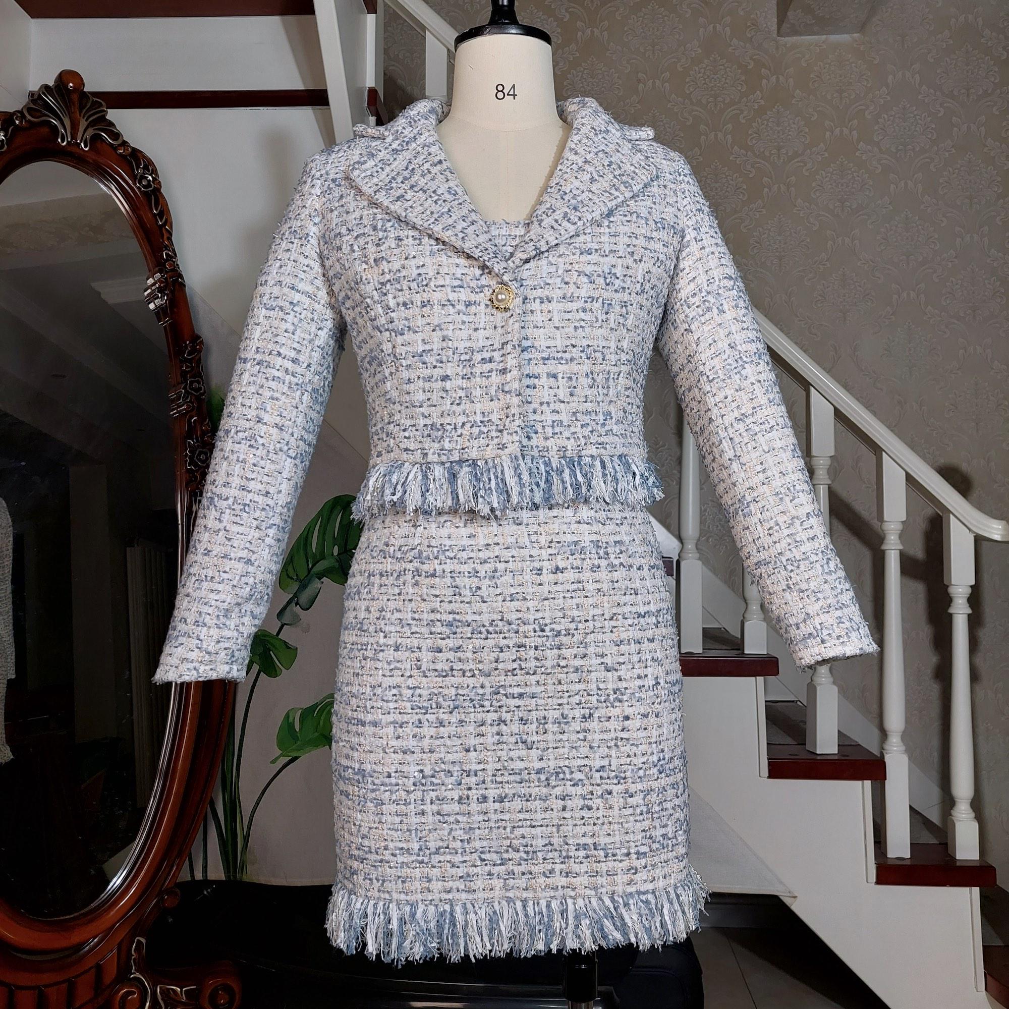 Blue Tweed Dress