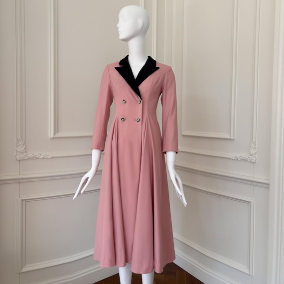 green emerald velvet dress Women's Winter Wool Dress Coat Double Breasted Pea Coat Long Trench Coat