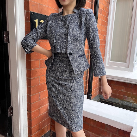 Bespoke Custom / Ready Made Blue Luxury Women Tweed Jacket Dress Skirt Set Suit Plus Size Petite - Wedding Guest suit,Evening Dress Suit Bespoke Custom / Ready Made Blue Luxury Women Tweed Jacket Dress Skirt Set Suit Plus Size Petite - Wedding Guest suit,Evening Dress Suit