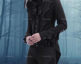 New scorpion mens coat long jacket gothic steampunk hooded trench discount