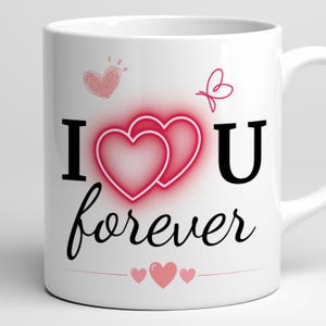 Envoltorio de taza con temática de amor: Diseño "I U Forever" (Descarga digital PNG)