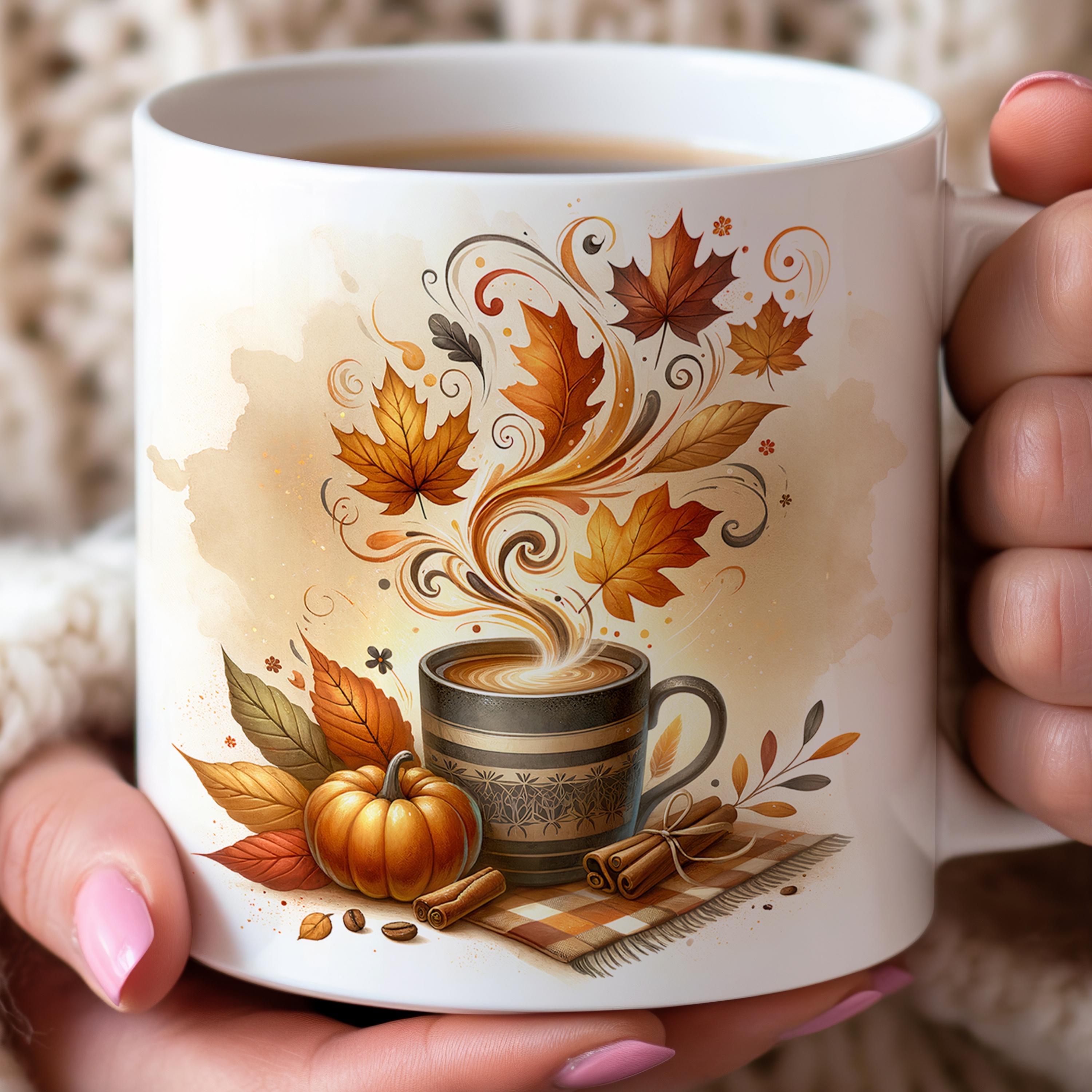 Pumpkin Spice Latte Mug Wrap: Fall Coffee Sublimation Design (PNG ...