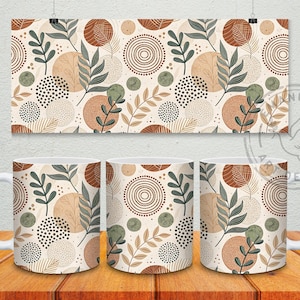 Modern Geometric Mug Wrap – Earthy Abstract Design for 11oz & 15oz Mugs