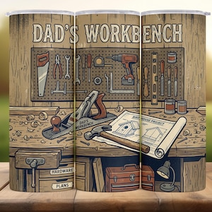 Dad's Workbench Tumbler Wrap: Vintage Handyman Father's Day (Digital Download)