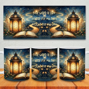 Bible Verse Mug Wrap, Psalm 119:105, Christian Sublimation Wrap, Digital Download