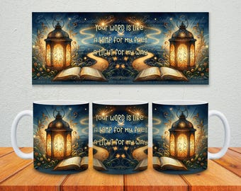 Bible Verse Mug Wrap, Psalm 119:105, Christian Sublimation Wrap, Digital Download