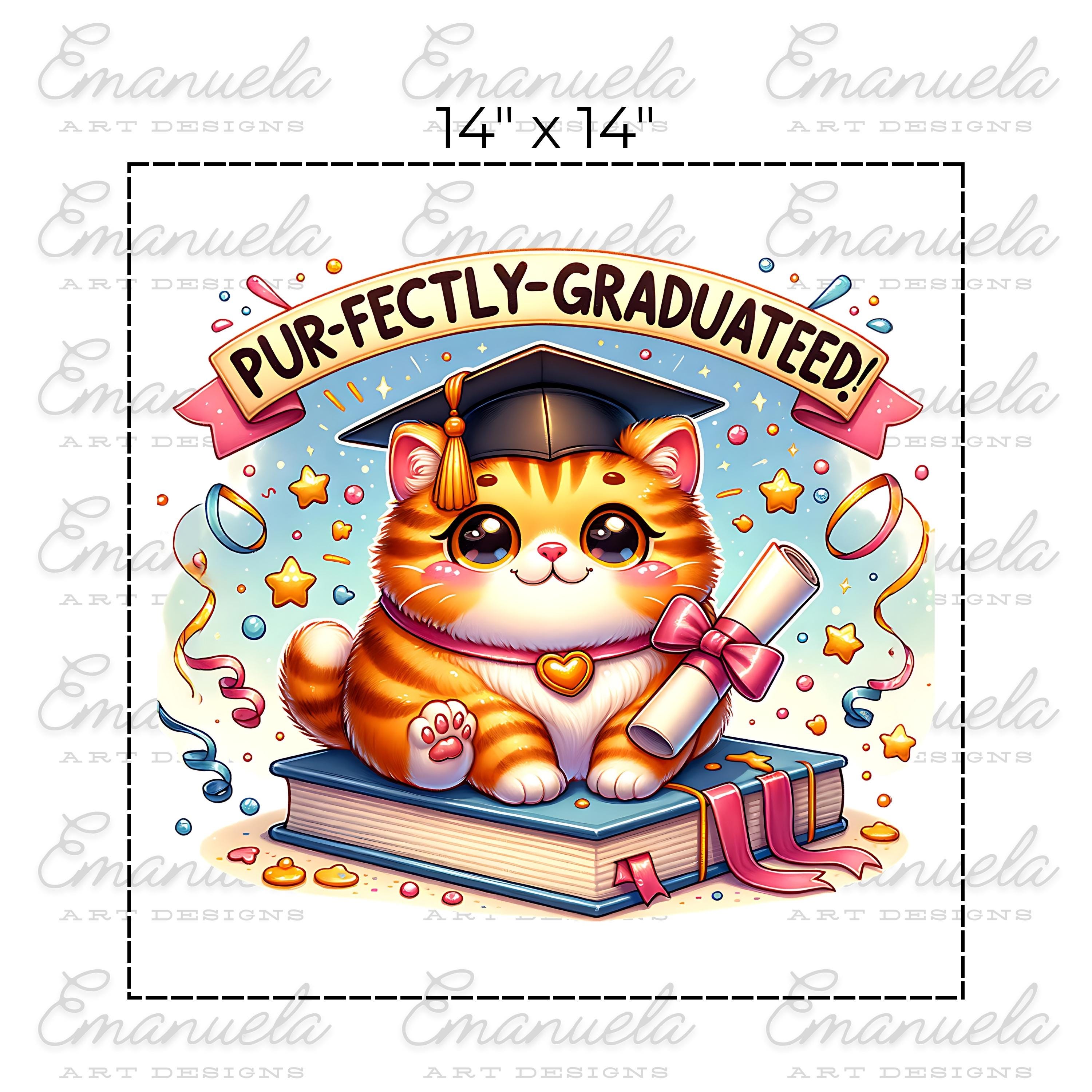 Kawaii Graduation Cat Shirt Design – Orange Kitten, Diploma (digital ...