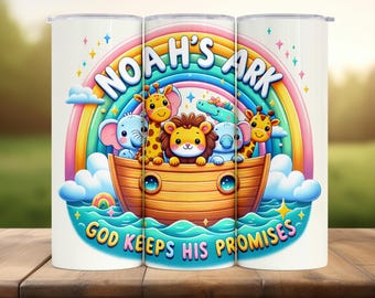 Arche Noah Tumbler Wrap: Christliche PNG (Digitaler Download)