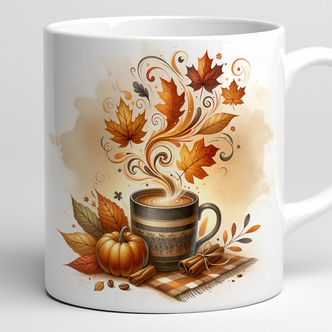 Pumpkin Spice Latte Mug Wrap: Fall Coffee Sublimation Design (PNG ...