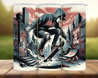 'Skater Boy' Tumbler Wrap: Urban Street Style Design (Digitaler Download)